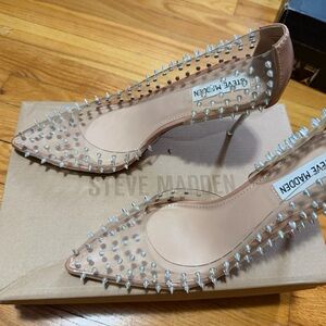 Steve Madden Nude Clear Spike Pointed-Toe Stiletto Heels